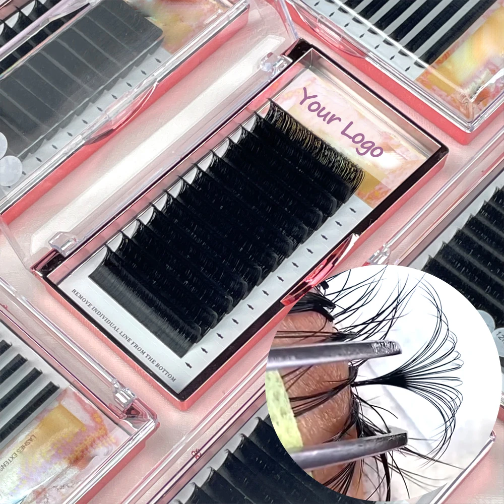 J B C D Curl 8-25mm Black Matte Easy Fan Private Label Cashmere Lash Trays Premium Russian Volume Eyelash Extension