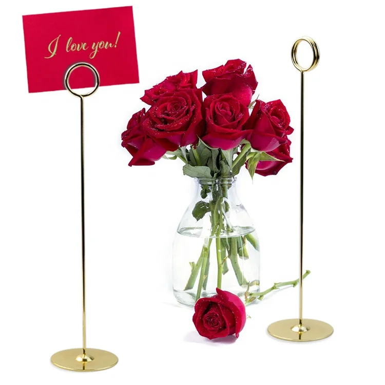 Round Photo Clip Card Holder Wedding Gold Metal Memo Clips Table Number Holder Stands