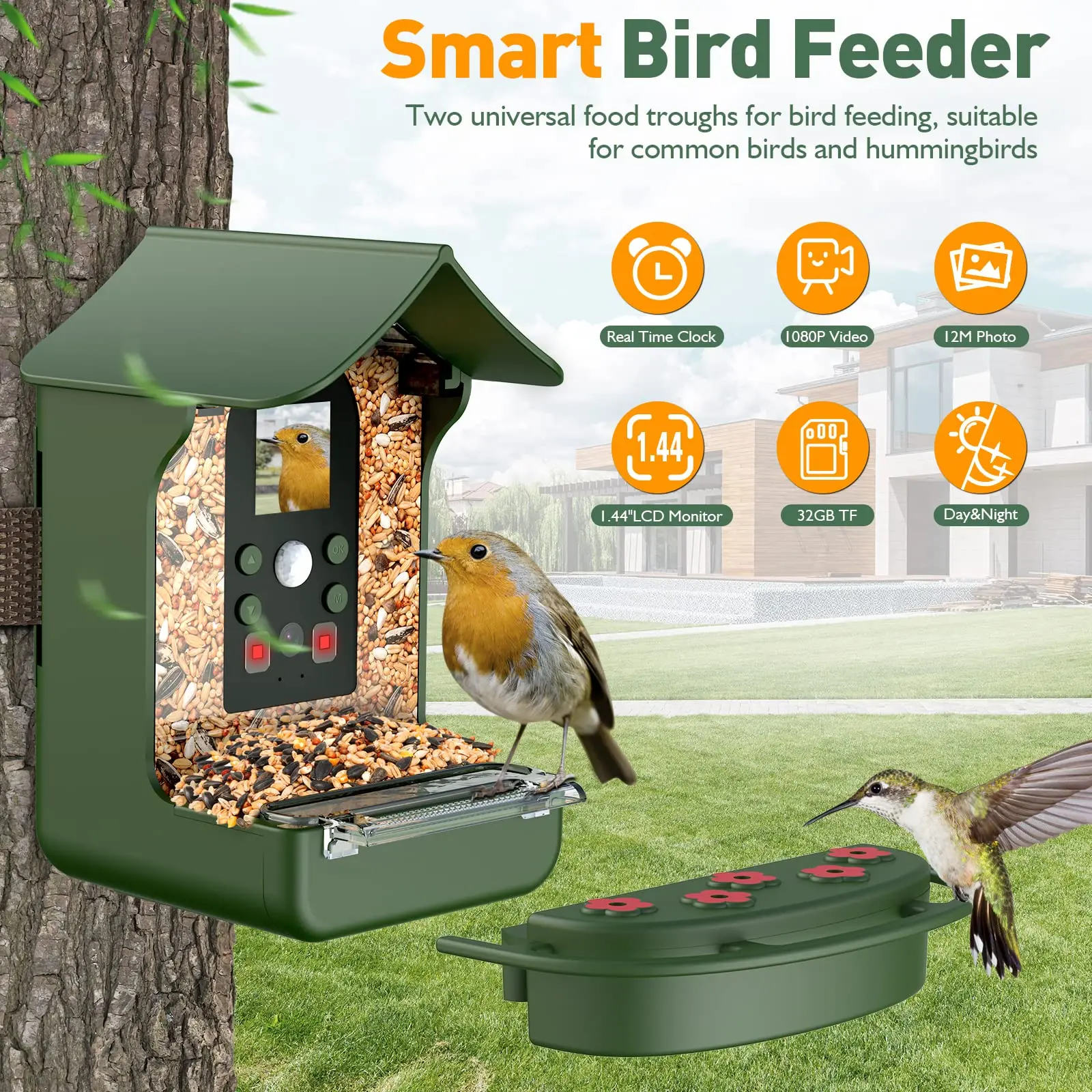 Wholesale rechargeable night vision smart bird feeder camera window squirre humming automatic bird feeder