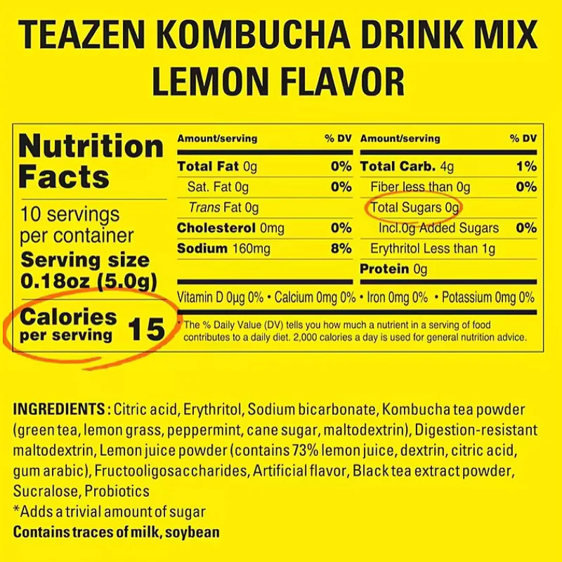 Sugar Free Natural Flavor Kombucha Probiotics prebiotics Powder Boost Energy Promote Digestive Probiotic Powder Drink