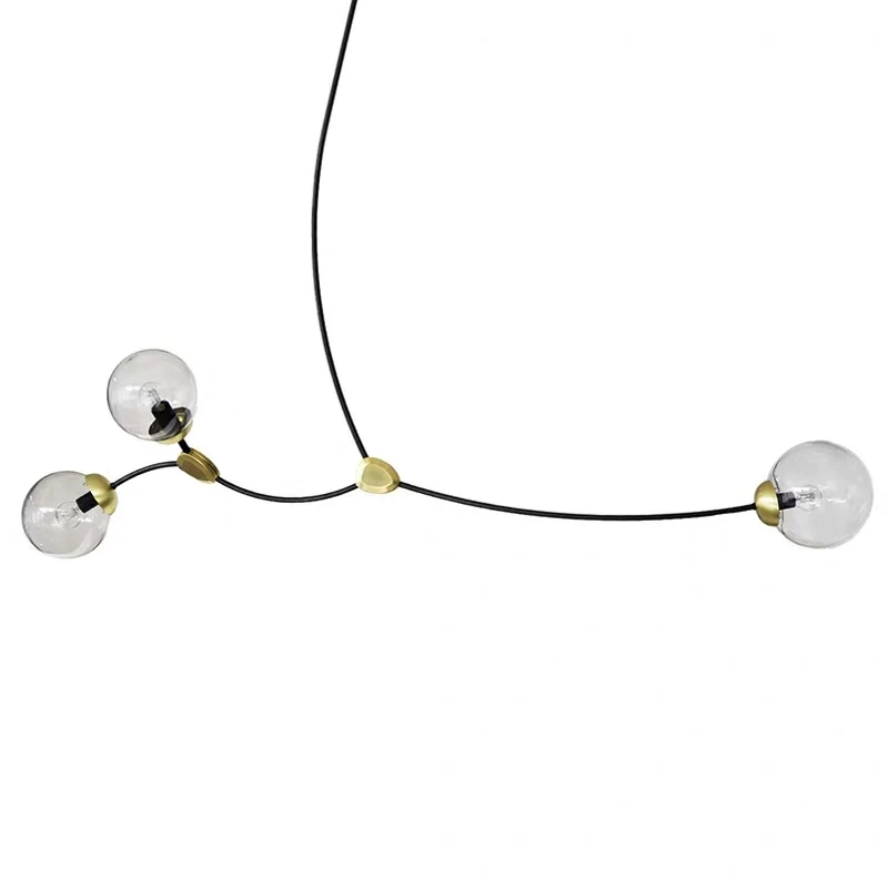 Modern style black Iron italian glass balls light nordic metal pendant lamp for home hotel