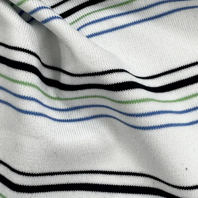 Premium Pima Cotton Polyester Spandex Yarn Dye Stripe Jersey Fabric For Polo Shirt