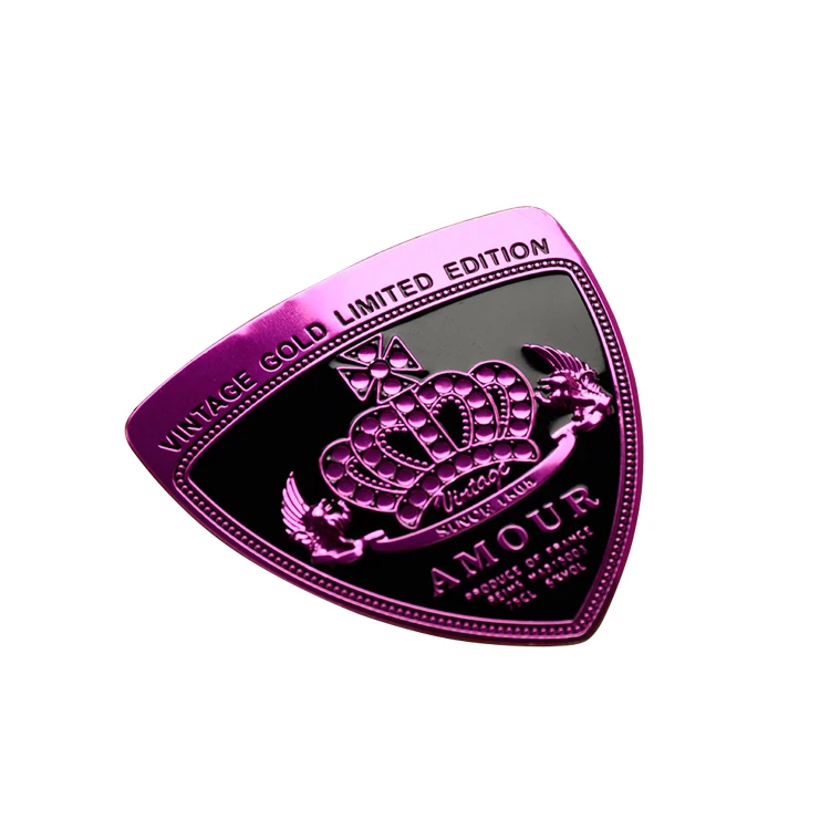 custom printing embossed metal sticker label aluminium logo high quality metal wine logo tags