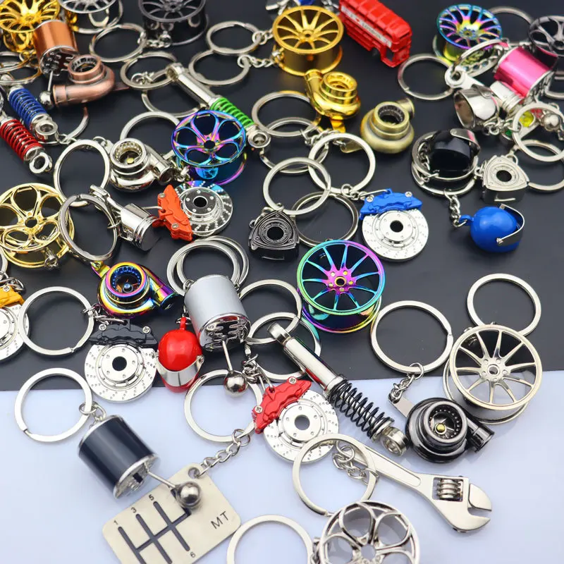 Custom 3D Metallic Wheels Keychains Auto Parts Modification Simulation Keychains Design Metal Zinc Alloy Keychain