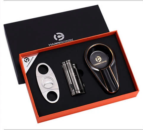 Cigar Ashtray Set 3  Cigar Cutter Windproof Lighter Smoking Accessories Gift Set