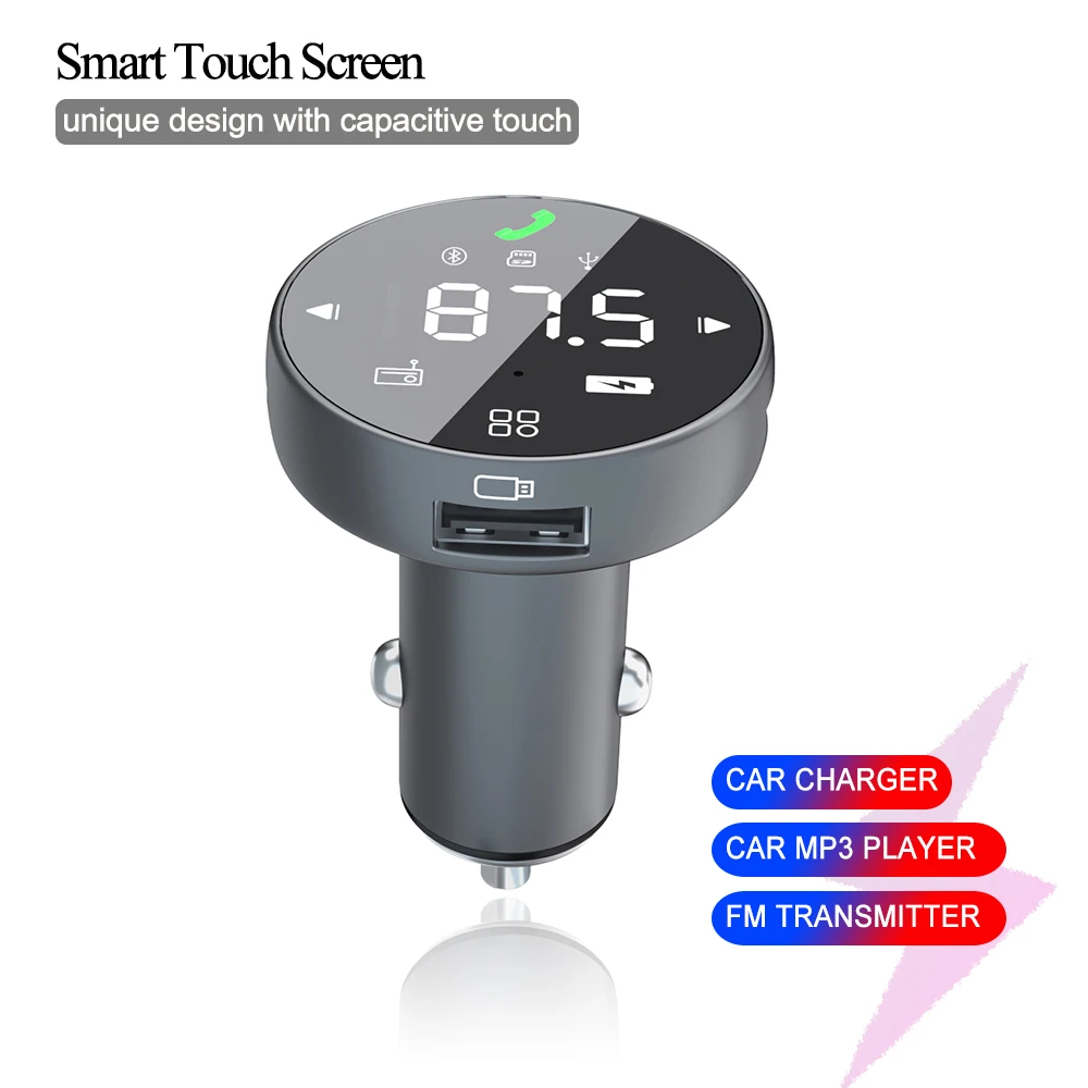 Bluetooth FM Transmitter Audio Aux Modulator Dual USB Type C Fast Car Charger BT 5.0 Handsfree Call Car Kit Car Radio MP3 Player