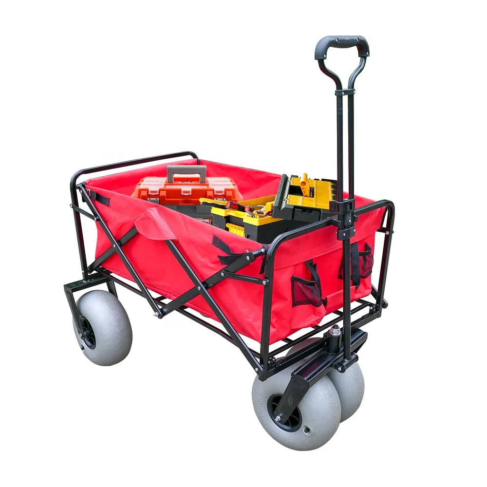 Folding Wagon Cart Collapsible Trolley Beach with Bubble