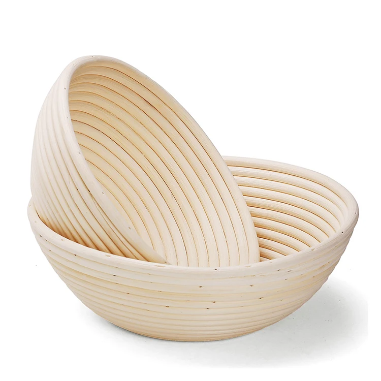 OEM Custom Logo 9 inch Natural Rattan Cane Round Dourdough Bread Proofing Basket Banneton Basket Dough Rising Basket with Liner