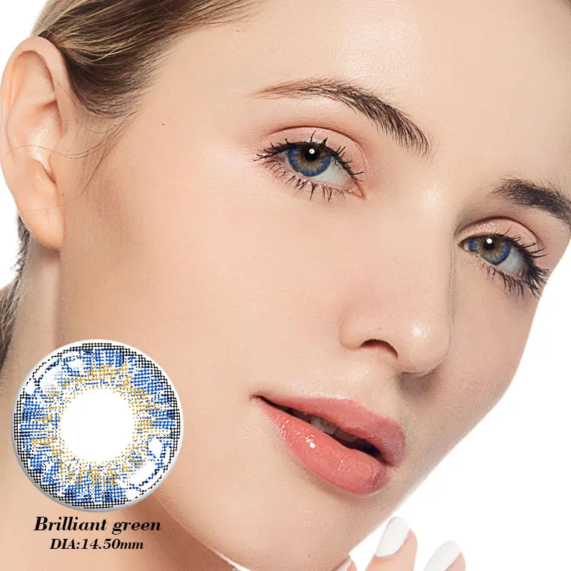  Цветные контактные линзы mill creek premium green hazel популярные мягкие круглые цветные оптом Новое поступление для