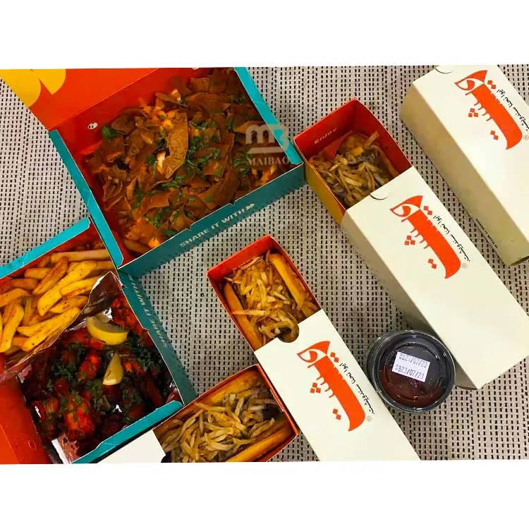 Printed black take out kraft paper food boxes sliding rectangle sweet box custom 25cm korean baking boxes for cakes/pizza/sushi