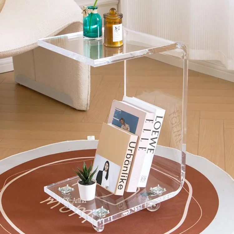 2023 оптовая продажа с завода, современная мебель для комнаты из прозрачного акрила, стол с-образной стороной с принтом