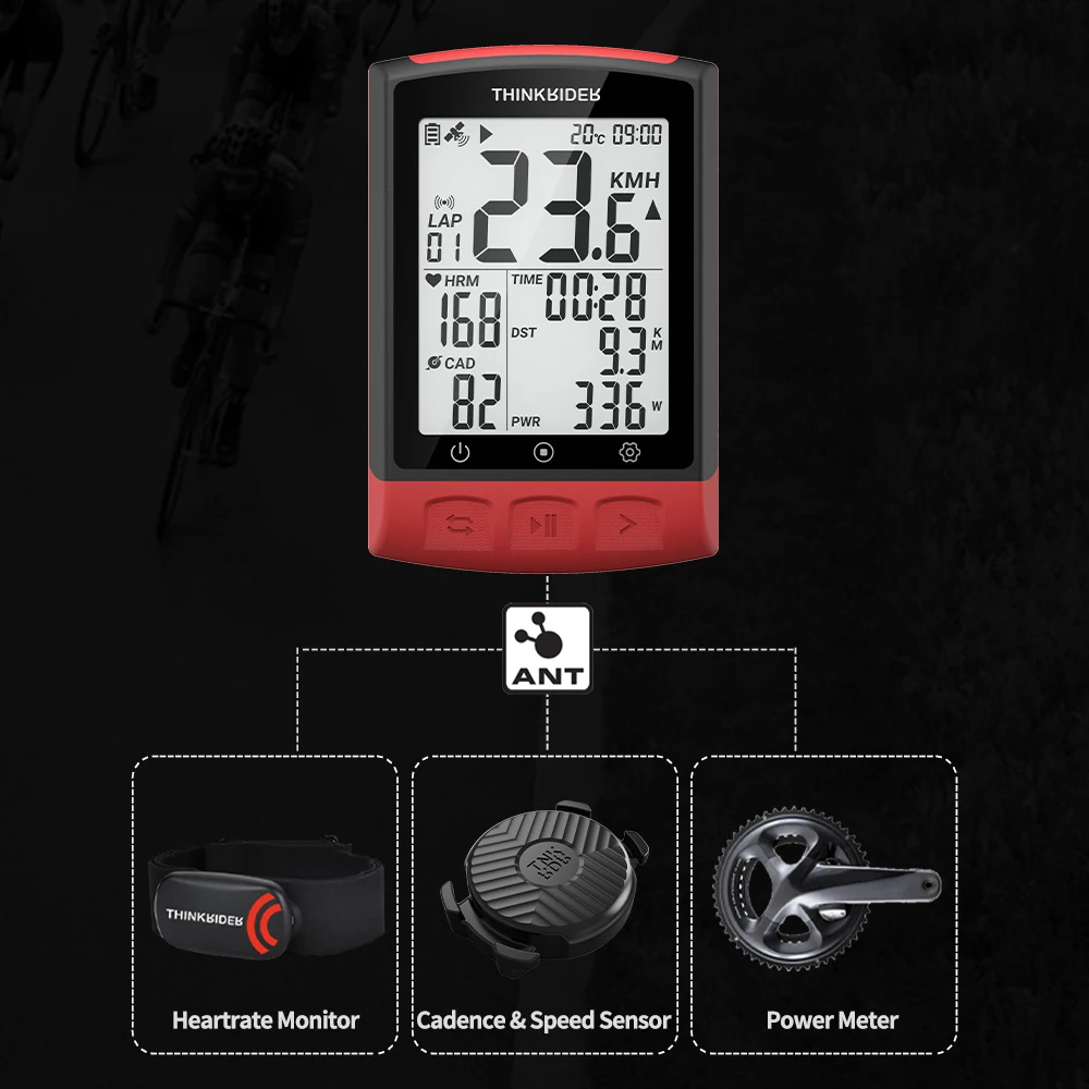 ThinkRider Wireless bike computer GPS bicycle computer speedometer cycling speed computer
