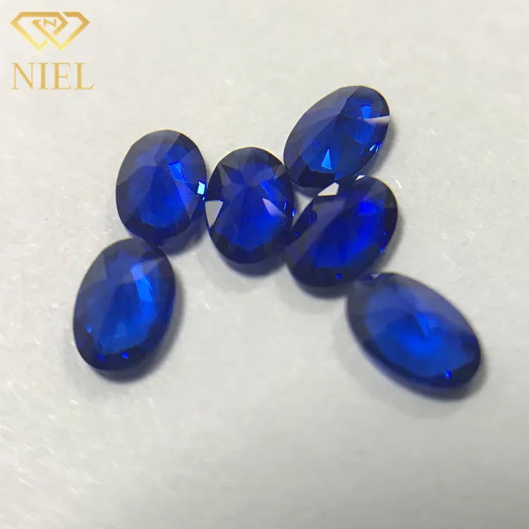 113# 4x6mm Hot selling oval cut lab created synthetic blue sapphire spinel crystal Niel gemstone.