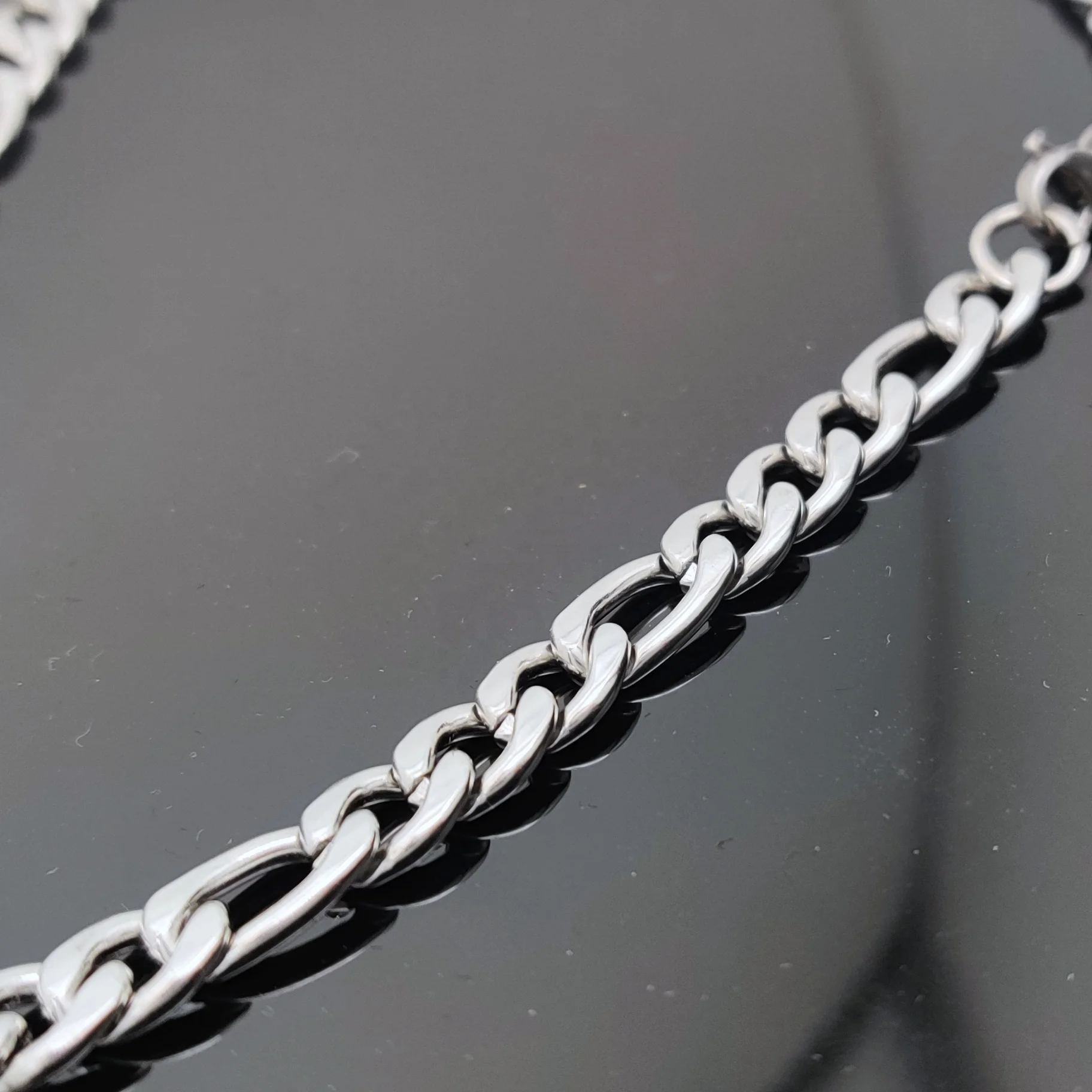 Fashion Hip Hop Jewelry Unisex Jewellery Italiant 925 Silver Curb Link Mens Figaro Chain Bracelet Necklace
