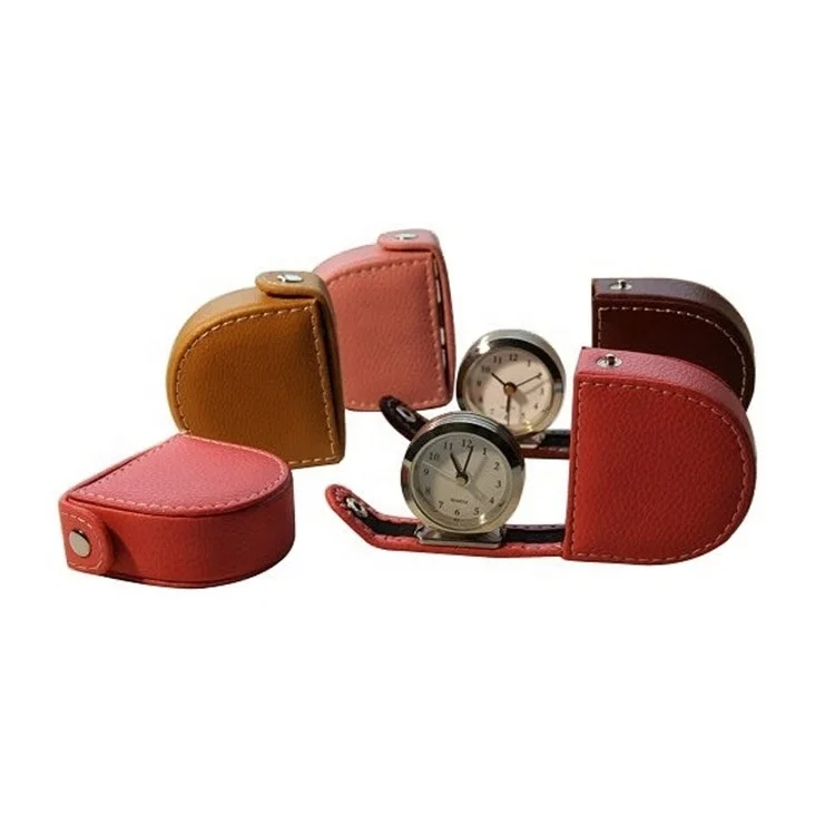 LG2017 Custom LOGO Desk Clock Leather Portable Mini Needle Alarm Clock