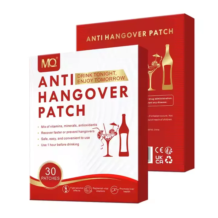 OEM Private label alcohol pads relieve alcohol headache vitamin b12 mq anti hangover patches customized logo
