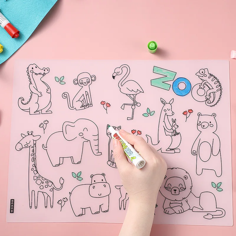 Children Kid Baby Learning Silicone Kids Table Mat Foldable Washable Dining Coloring Drawing Desk Silicone Painting Placemat