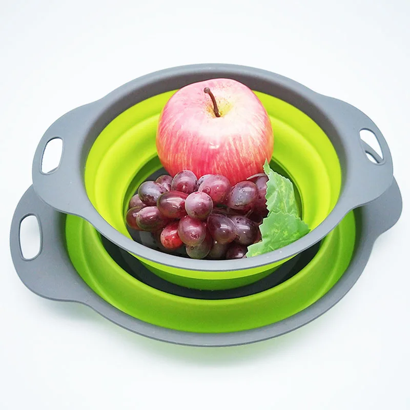 New Arrivals Round Drainage Basket Folding 2-piece Plastic Cesta de drenaje Telescopic Customized Folding Drainage Basket