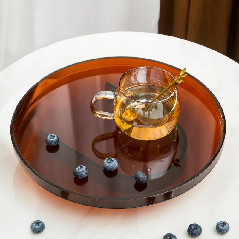 Nordic Home Decor Round Jewelry Acrylic Trays Luxury colorful Acrylic Serving Decorative candy Tray serving tray