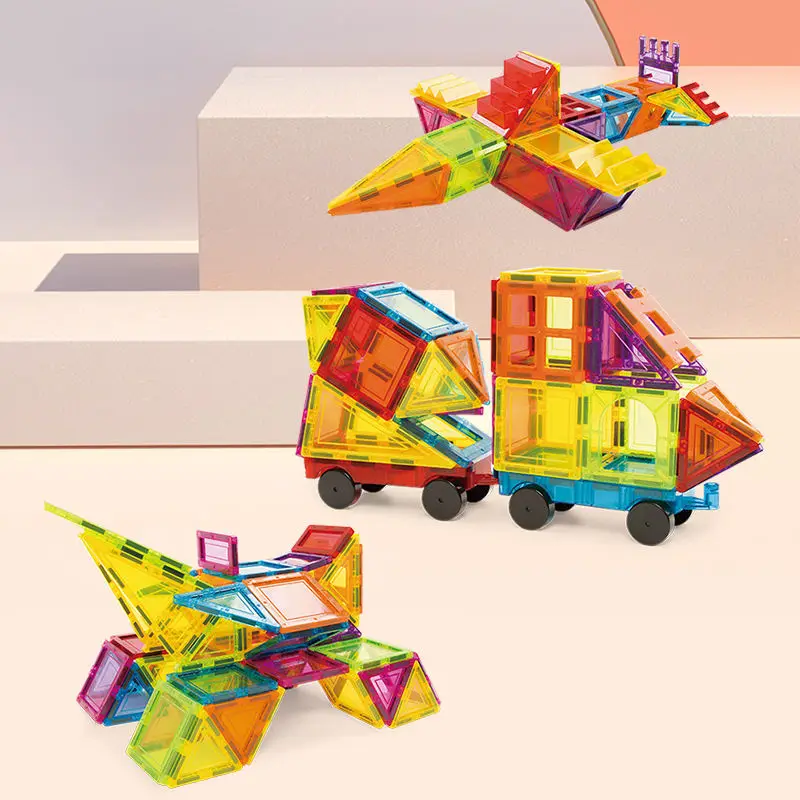 EPT New Style Hot Sale 3D Magnetic Colorful Plastic 110pcs Magnetic Building Tiles for Kids