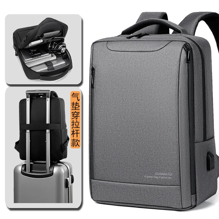 2024 school blue waterproof travel business laptop anti-theft backpack with usb charging port