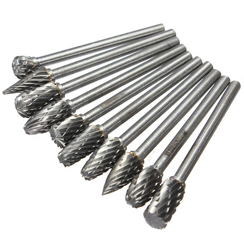 3 * 6 set hard alloy tungsten steel grinding head rotary file tungsten steel milling head wood carving rotary file