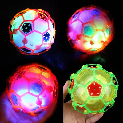 Naughty children ball with colorful LED lighting soccer toy jumping ball toys football rotation