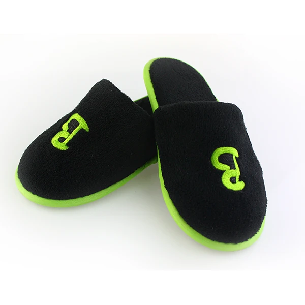 Custom High Quality Comfortable Black Disposable Hotel Slippers With Logo