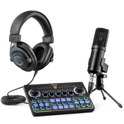 Fifine Podcast Equipment Dynamic Microphone Studio Mic Soundcard Sound Card For Broadcast Recording Streaming Gaming