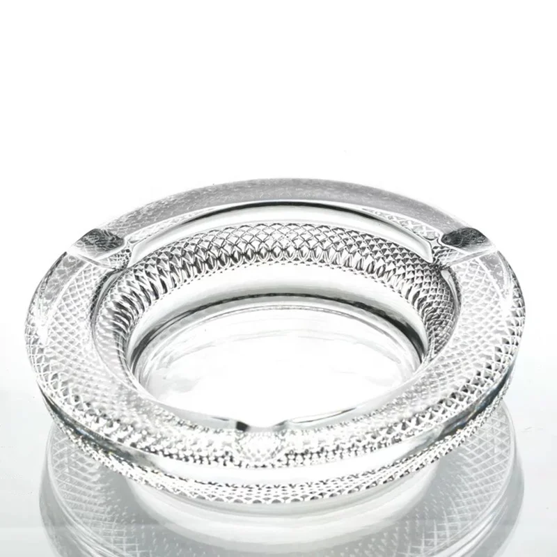 Ion plating Amber Colored Crystal Glass Ashtray Modern Design Ashtray with Diamond