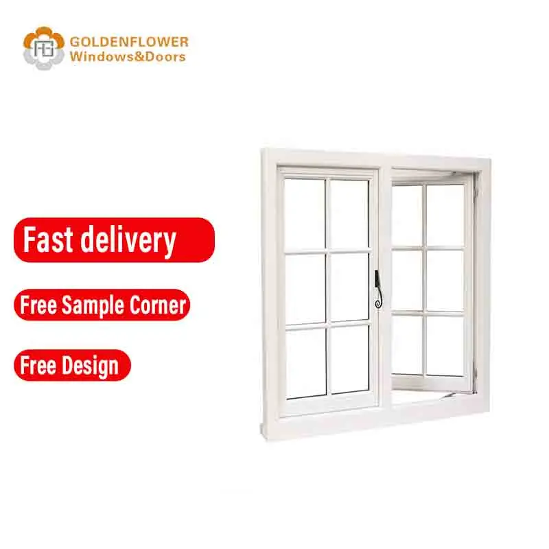 Hot insulation soundproof casement window  PVC UPVC vinyl profile french window aluminium double tempered glass window factory