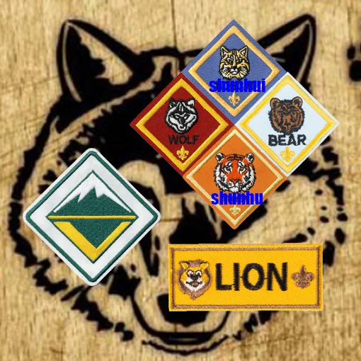 Factory Wholesale Wolf Patch Cub Scouts Custom Cub Scouts Rank Patches For Vest Hat patches