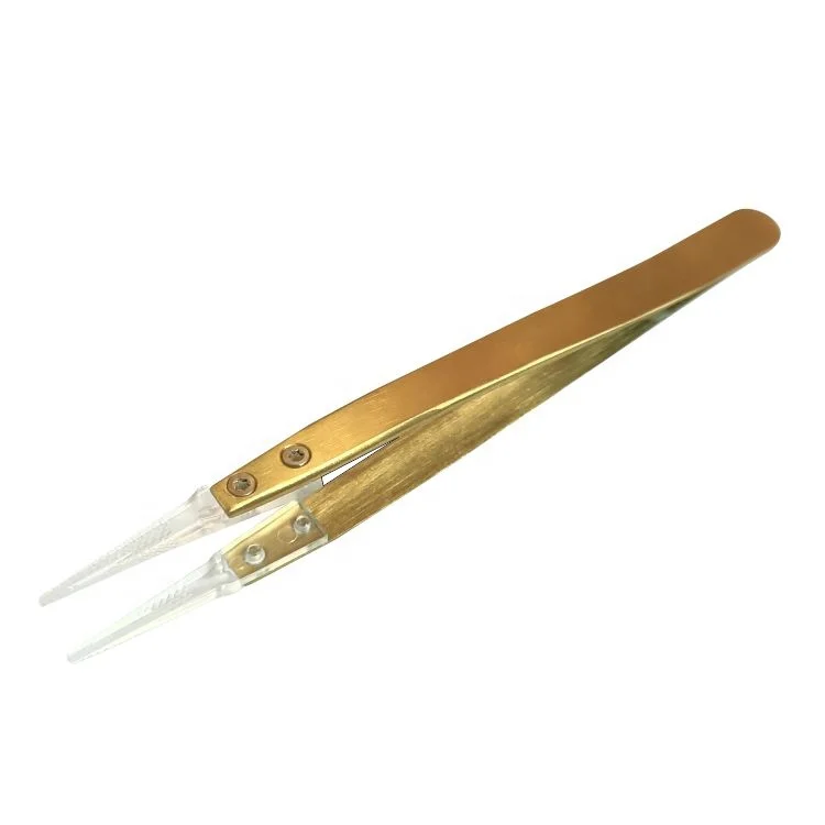 Achromatic gemstone Tweezers Grooved Tip Transparent plastic head Diamond  Making Pick Up Jewellery Photograph Tools