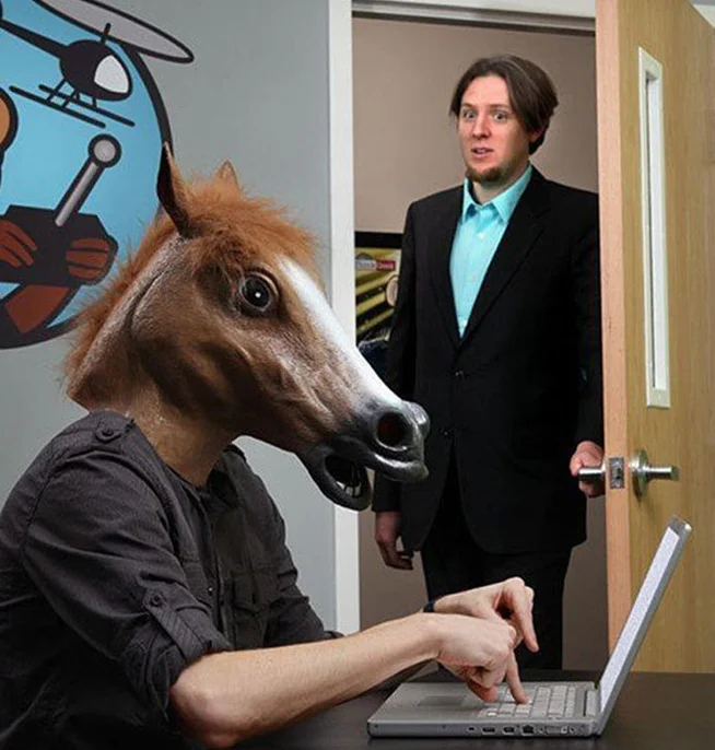 Creepy Brown Horse Head Headwear Rubber Animal Mask With Fur Halloween Party Costume Cosplay Novelty Props