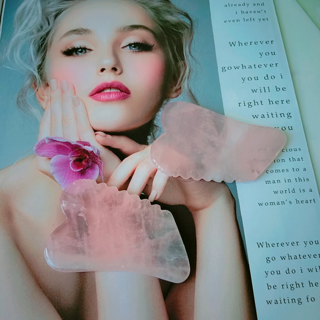 HY Beauty антивозрастной из розового кварца гуаша для обновления кожи натуральный ручной работы исцеляющий инструменты массажа лица сувениры