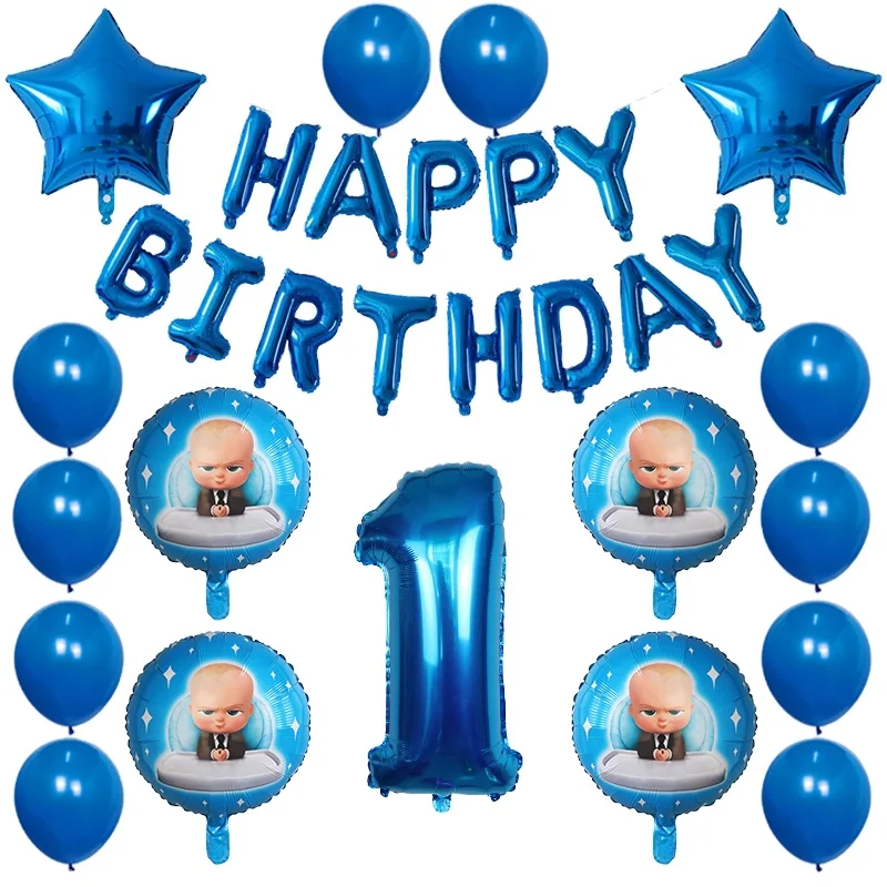 Cartoon Baby Boss Foil Number Balloons Happy Birthday Party Foil Helium Balloons Birthday Party Baby Shower Decorations Supplies