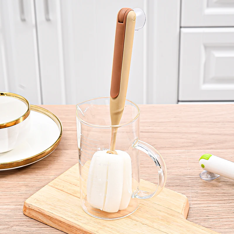 Plastic Creative Long Handle With Small Brush Head Glass Bottle Cup Sponge Cleaning Brush
