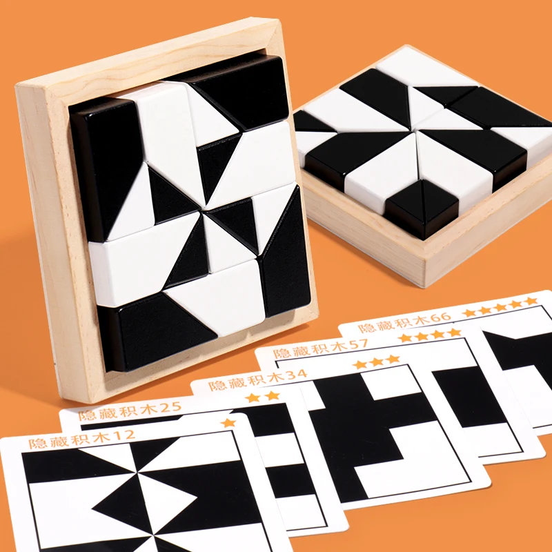 Geometric Shape Puzzles Logical Thinking IQ 3D Hiding Building Blocks Jigsaw Puzzle Games Educational Unisex Box/Carton