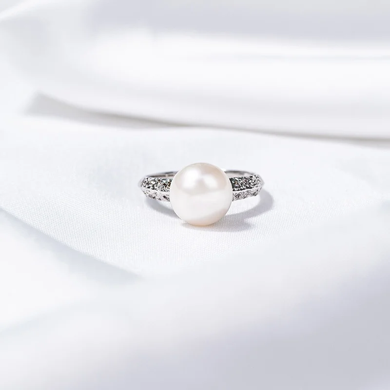 Minimalist Jewelry Cubic Zirconia Engagement Ring Stacking Non Tarnish Real Women Pinky Band Jewelry Pearl Ring Gold