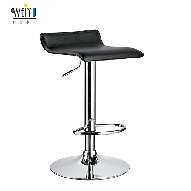 DH Seat Swivel Adjustable Footrest Chrome Base PVC bar stool black
