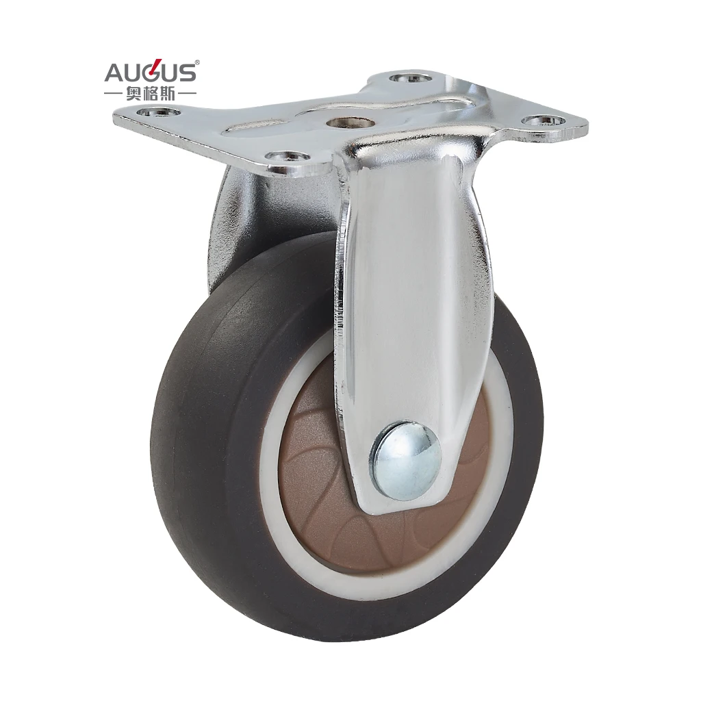 Furniture 1 1.25 1.5 2 2.5 3 Inch Brown TPR With Single Bearing Light Duty Caster Wheel for Dolly Cart