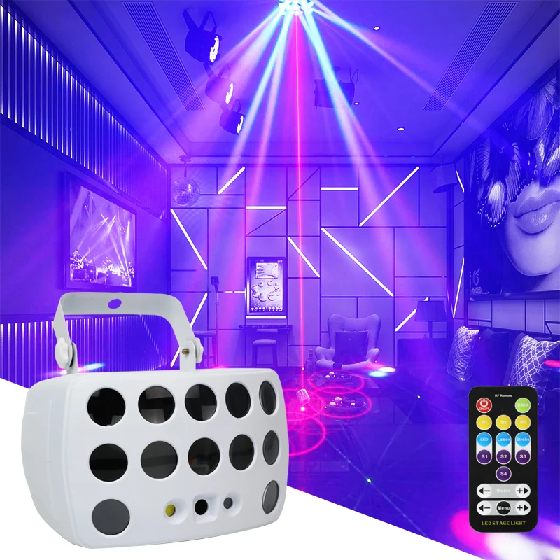 New Butterfly Laser Lamp 3-layer LED Colorful Stage Effect Light Beam Projector DMX Stroboscopes DJ Disco Fancy Lighting Club