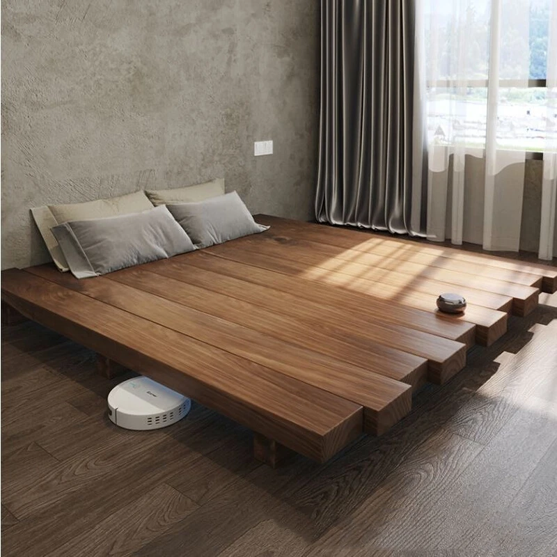 Japanese-style tatami bed floating bed frame tatami modern minimalist wabi-sabi platform double bed for bedroom furniture