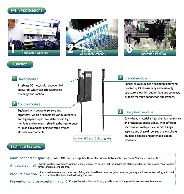 Liquid Handling Component For PCR/Genetic/Flow Cytometry/Pipetting Platform/Molecular Diagnosis/Laboratory Analyzer Tip Pipette