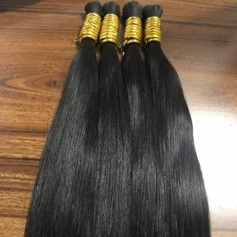 32 34 36 38 40 Inch Raw Indian Straight Hair Weave , Peruvian 100% Human Hair Extensions , Human Braiding Hair Bulk No Weft