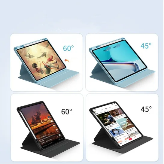 Shockproof Protective Case for iPad Air Pro 11 Mini 360 Rotating Cover with Pencil holder 2022 10 Gen PU Leather Case