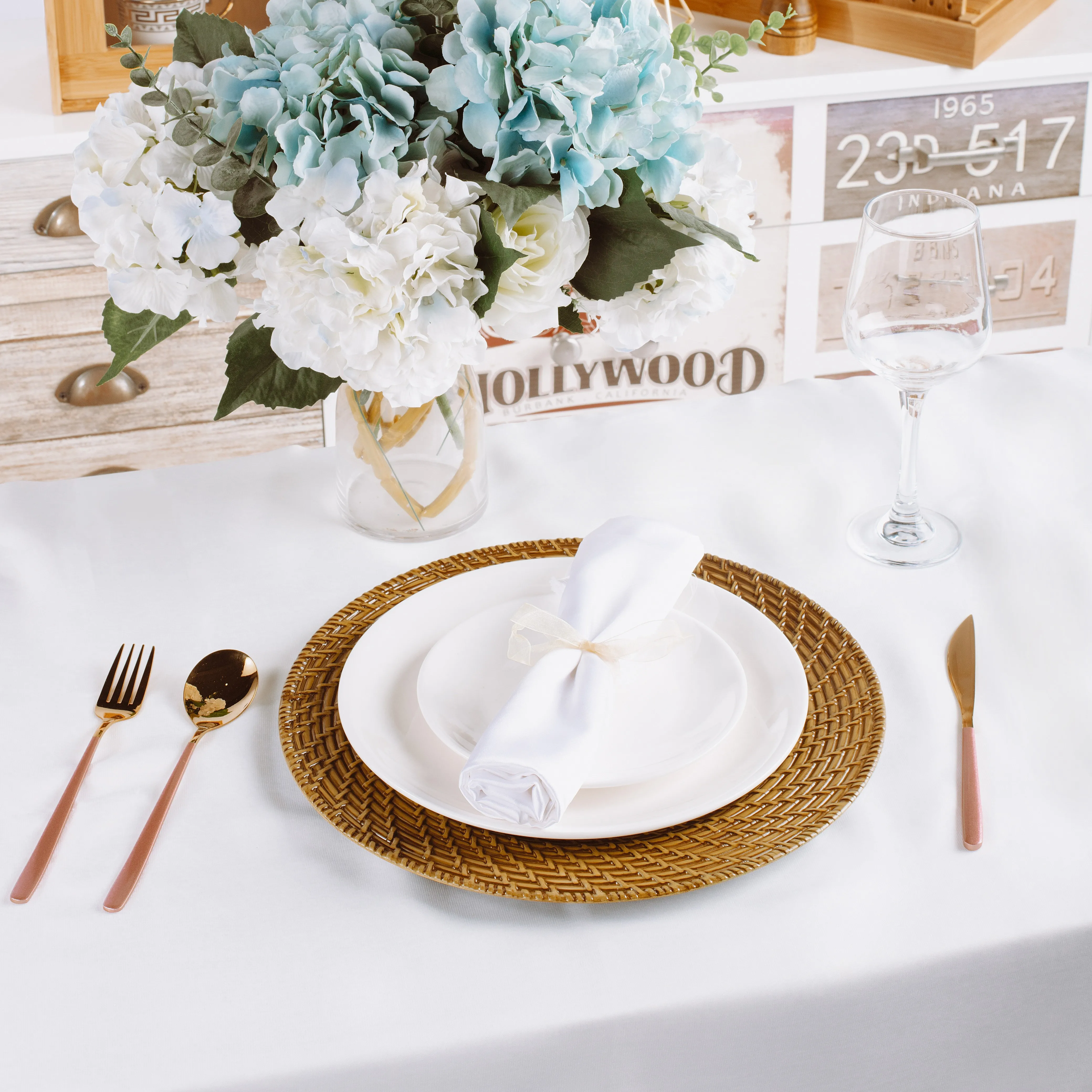 New Arrival Woven Wood Charger Plate Plates Wedding Event Ceramic