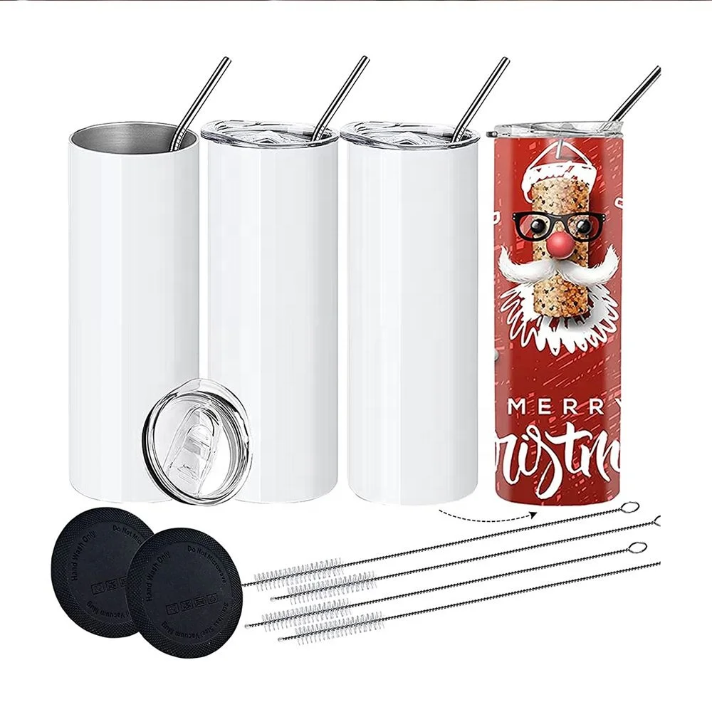 With Lid And Straw Sippy Cups Stainless Steel Double Wall Vacuum Insulated Straight 20 oz 20oz Blank Skinny Sublimation Tumbler