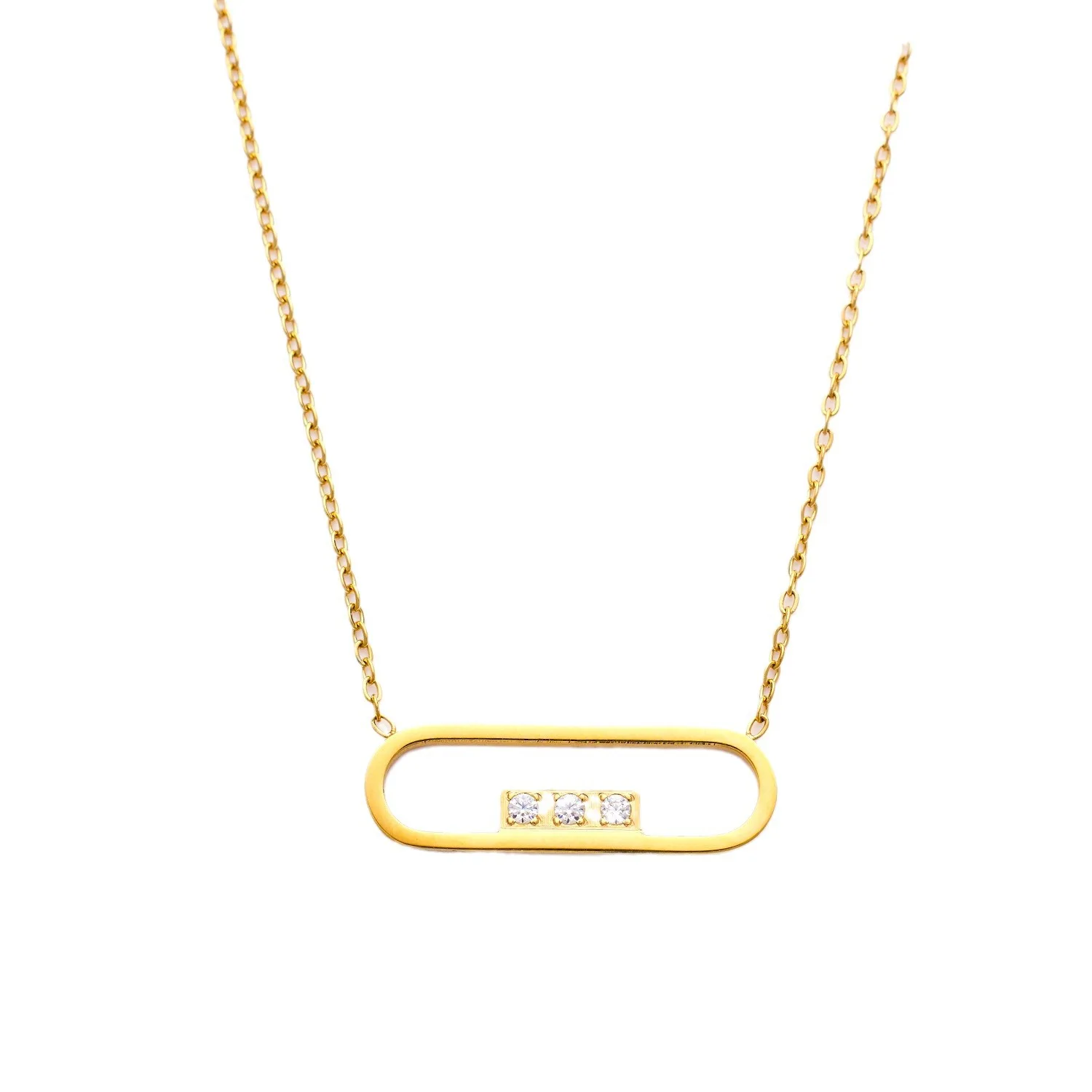 ins wind stainless steel 18k gold simple hundred collar bone chain line with diamond titanium steel necklace