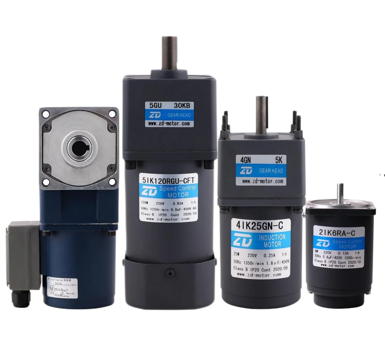 ZD 60mm-104mm 10W-200W Low Rpm High Torque Single Phase 3 Phase Electric AC Induction Gear Motor